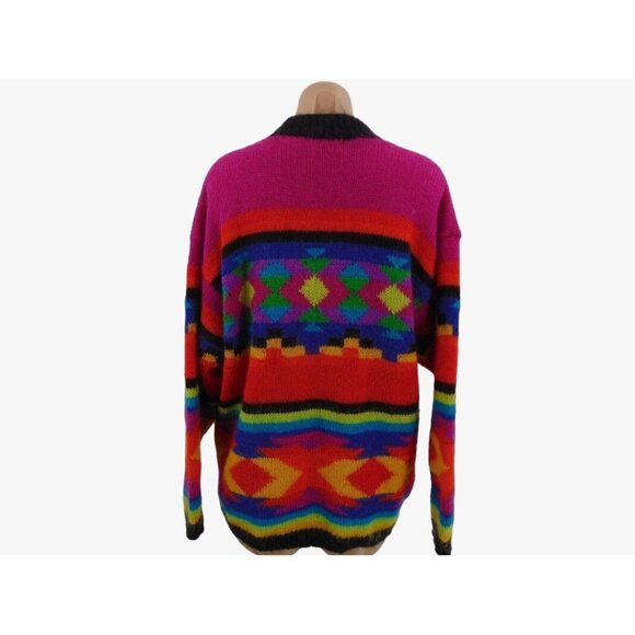 Workshop Fenn Wright Manson Mohair Blend Sweater M Vintage 80s Geometric Pink - Picture 8 of 10